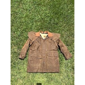 Kakadu Oilskin Australia Drover Jacket Coat Mens Med Brown Vintage